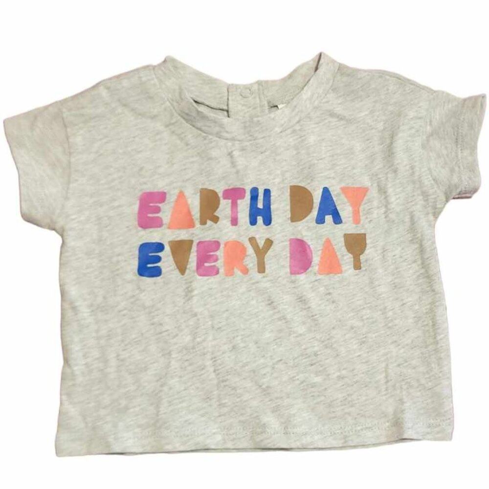 Open Edit Babies' Drop Shoulder Graphic "Earth Day Every Day" T-shirt 24M NEW